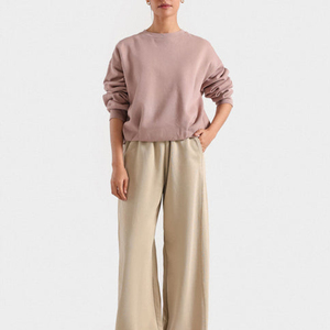 Nouveau Sweat-shirt Femme Respirant à Manches Longues, Couleur Unie Mauve Mat, Style Minimaliste, Col Montant, Design Tendance - Product Image 1