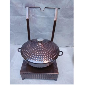 ขาตั้งถาดอุ่นอาหารสแตนเลสชุบทองลายลายนูน ใช้กับเตาแก๊ส สำหรับงานจัดเลี้ยง บุฟเฟ่ต์ - Product Image 2