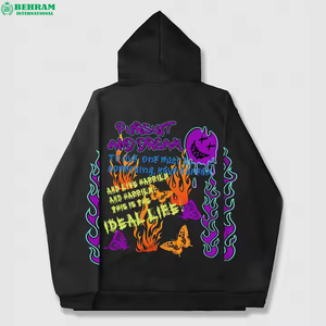 Sweat à capuche intégral zippé coupe droite, effet vieilli vintage, style streetwear, 100% coton molletonné/éponge française, séchage rapide, respirant, vente en gros - Product Image 5