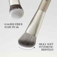 Ensemble de pinceaux de maquillage professionnels vegan de luxe, manche en bois écologique, poils synthétiques doux pour la peau - 16 pièces pour le visage