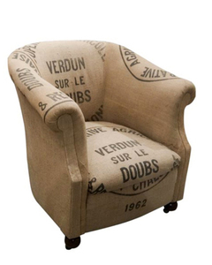 Canapé de salon pour hôtels en bois massif et tissu toile pour une place, design européen industriel vintage - Product Image 5