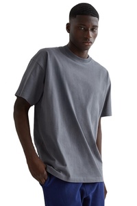 Camiseta de color sólido de manga corta de punto de algodón 100% de peso pesado de talla grande de lujo personalizada para hombre - Product Image 2