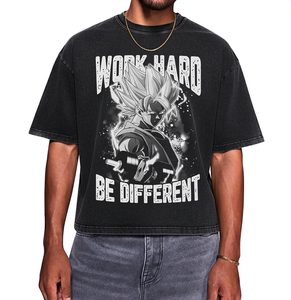 T-shirt pour homme imprimé DTG en gros, 100% coton, lavé à l'acide, impression de bande noire, manches courtes, tricot surdimensionné - Product Image 1