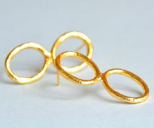 Nouvelle mode Boucles d'oreilles modernes en alliage de zinc et diamant doré Boucles d'oreilles géométriques faites à la main Fil rond - Product Image 6