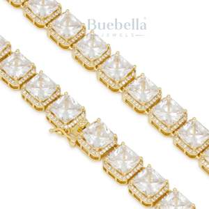 Venta caliente 14K Oro 925 Chapado en plata 8mm Moissanite Diamond Princess-Cut Cadena DE TENIS Venta caliente para hombres - Product Image 3