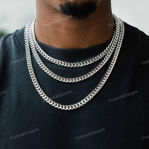 Chaîne à maillons cubains Hip Hop Miami en argent sterling 925 personnalisée de haute qualité pour hommes au prix de gros fabriquée par Pramukh Impex - Product Image 3
