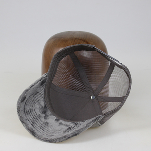 Custom Logo Embroidery Gorras 5-panel Mesh Trucker Hat Curved Brim Velvet Trucker Caps with high quality - Product Image 5