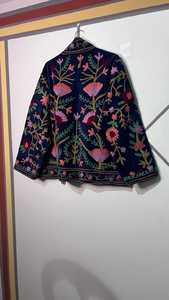 Floral Embroidered Velvet Jacket Handcrafted Boho Suzani Coat Suzani Style <b>bird</b> Design Velvet Suzani Jacket - Product Image 2