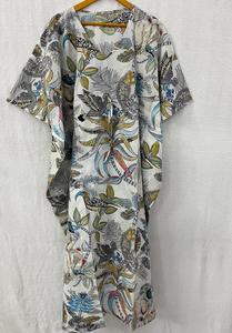 ชุดเดรสคาฟตันทำด้วยมือชุดเดรสยาวถึงพื้นทำจากผ้าฝ้ายชุดกิโมโนชุดยาวถึงพื้นพิมพ์ลายลิงสั้นชุดเดรสลำลองชายหาดธรรมชาติ - Product Image 5