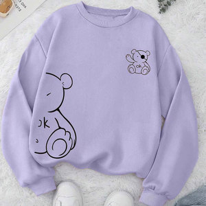 Coupe ample côtelé col rond 80% coton 20% polyester polaire côtelé poignets et ourlet pêche Schnaps femmes sweat - Product Image 1