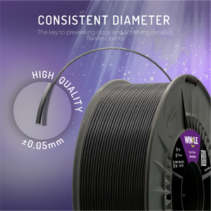 Filament WINKLE PLA HD à paillettes 1,75 mm 1 kg pour imprimante 3D, vente en gros, finition FDM, impression facile, sans déformation, fabriqué en Europe, 0,05 mm - Product Image 3