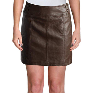 Jupe courte en cuir artificiel PU personnalisée, élégante, taille haute, uniforme plissée pour femme, jupe courte sexy d'été en cuir - Product Image 2