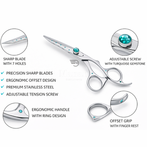 Ciseaux de coiffure professionnels 6,5 pouces, ciseaux de barbier en acier inoxydable avec vis en cristal, outil de coupe élégant - Product Image 2