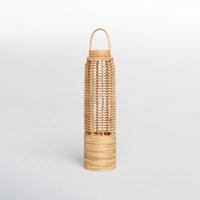 Lanterne et porte-bougie en bois et osier de style rustique vintage, décoration intérieure et extérieure, Noël, fait main