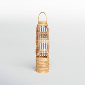 Lanterne de table en osier de bois de style vintage rustique bougeoir et pot décoratifs intérieurs et extérieurs - Product Image 3