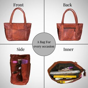 Stylish Women's Brown Genuine <b>Leather</b> Tote <b>Bag</b> with Zipper Closure for Work or <b>Shopping</b> Valentine's Day Gift Purse - Product Image 2