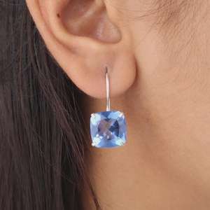 Pendientes Hechos a Mano de Plata de Ley 925 con Gema de Tanzanita en Forma de Cojín, Elegante Regalo de Cumpleaños para Mujeres y Niñas - Product Image 6