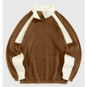 Sudadera pulóver de media cremallera para hombre, superventas, hecha a medida, tela de contraste lisa, colores, cuarto de cremallera, Sudadera con capucha, suéter sólido - Product Image 1