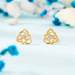 Boucles d'oreilles créoles en or jaune 18 carats avec zircon pour femme, bijoux de mariage tendance - Product Image 1