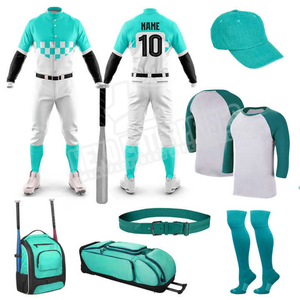 Conjuntos de uniformes de béisbol Color azul claro Uniforme de softbol Kits completos Paquete Tamaño adulto Club Partido Conjuntos de uniformes de béisbol - Product Image 5