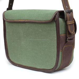 REHEXIMPEX 100% Classic Leather & <b>Canvas</b> Tactical Cartridge Holder 120 <b>Rounds</b> Capacity Customizable Speed Loader Hunting Bag - Product Image 4