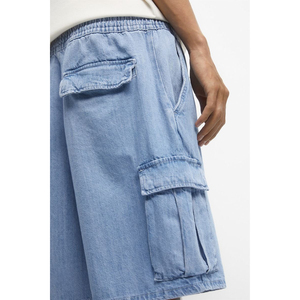 Pantalones cortos de mezclilla negros holgados para hombre de buena calidad patrón de cintura media decorado de talla grande pantalones cortos de verano de bajo precio - Product Image 2