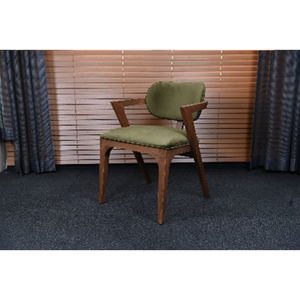 Fauteuil contemporain en bois fait à la main, cadre géométrique élégant avec rembourrage en velours doux pour les repas, les hôtels et les espaces extérieurs - Product Image 1