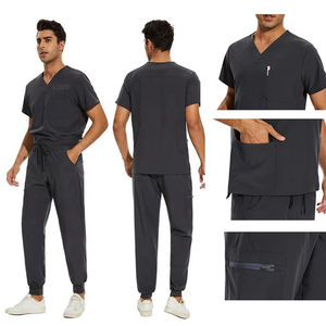 Uniforme de gommage pour hommes coupe décontractée traditionnelle durable col en V extensible haut de gommage hospitalier uniforme médical vêtements de travail - Product Image 6
