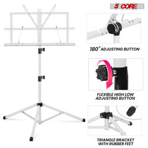 Soporte de Música Ajustable de 5 Niveles, 57 Pulgadas, Soporte de Escritorio para Partituras, Soporte de Libros Portátil Totalmente Metálico - Product Image 2