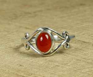 Anillo de Plata de Ley con Cornalina Roja, Joyería Artesanal con Piedras Preciosas, Anillo Elegante para Mujer, Talla 10 de EE. UU. - Product Image 5