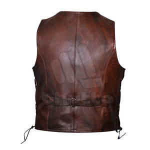 Gilet classique sans manches en cuir de vache véritable pour homme, gilet à la mode - Product Image 2