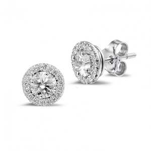 Pendientes de Diamantes Cultivados en Laboratorio, Corte Brillante Redondo, Oro Blanco de 18K, Color E, 4 Gramos de Peso, Clásicos, Proveedor OEM al por Mayor de Vala Brothers - Product Image 3