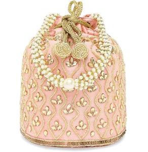 กระเป๋าถือแบบดั้งเดิมดีไซน์เฉพาะตัว พร้อมหูหิ้วมุก กระเป๋าแบบเชือกรูด สำหรับงานแต่งงาน งานเจ้าสาว ประดับด้วยหินและงานตกแต่งแบบกوتา - Product Image 1