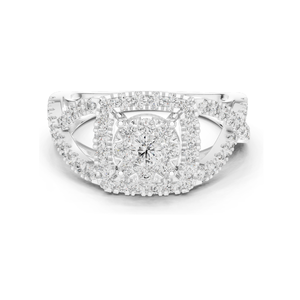 Bague pour femme en diamant de laboratoire 0,864 CT avec halo et pierres latérales, clarté VVS-VS EF, or 18 carats, 14 carats, 10 carats et argent 925, rose - Product Image 3