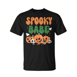 Camiseta de Halloween Spooky Babe, Unisex, Cuello Redondo, Manga Corta, Impresión Digital, Actividades Promocionales, Talla Adulto - Product Image 3