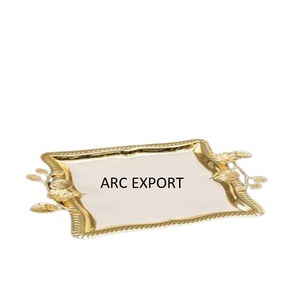 Superb Quality Customized Shape Metallic Gold Food Serving <b>Tray</b> Latest Designing Handmade <b>Large</b> Table Decoration Food <b>Tray</b> - Product Image 1