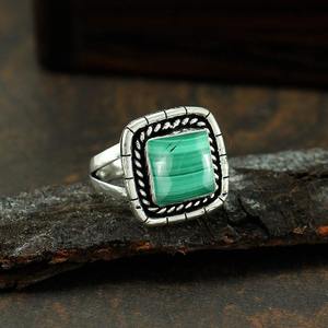 Lujoso cabujón de piedras preciosas de malaquita hecho a mano sólido 925 anillo joyería de plata esterlina 925 anillo de plata esterlina estampado joyería - Product Image 4