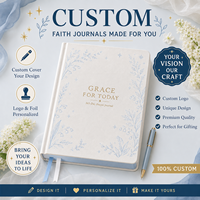 LABON Journal de prière personnalisé A5 Grace for Today 365 jours, couverture rigide blanche, carnet dévotionnel floral pour femmes, cadeau d'église OEM ODM