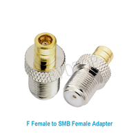 Adaptador Coaxial RF de Conector F Hembra a SMB Macho, Latón Chapado en Oro/Níquel, Recto, para TV