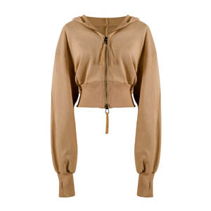 Venta al por mayor recortada Sudadera CON CAPUCHA DE LAS MUJERES Zip Up manga larga sudaderas con capucha Casual moda entrenamiento Crop Top chaqueta con capucha - Product Image 1