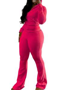 Chándal de dos piezas con logotipo personalizado para mujer, ropa de calle deportiva Retro Y2K, pantalones acampanados, Sudadera con capucha, ropa deportiva sólida - Product Image 6