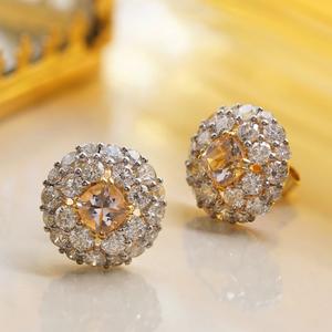 ต่างหูเม็ดเดี่ยวประดับเพชรเม็ดเดี่ยวประดับเพชรเม็ดเดี่ยวสีแชมเปญตัดเบาะรองนั่ง3.0 - Product Image 3