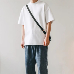 Camiseta Oversize de Hombre 2025 de Algodón Pesado 100% Negro con Hombros Caídos, Bordado Personalizado, Tejido Liso, Anti-Pilling - Product Image 4