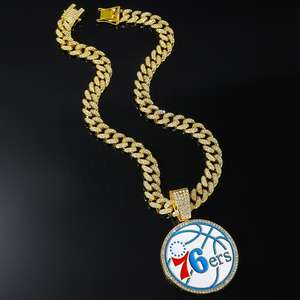 Collar de Baloncesto de los 76ers de Lujo, Superventas, Unisex, Moderno, de Plata de Ley con Moissanita y Baño de Rodio para Fanáticos - Product Image 6