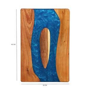 Bandeja de Servicio Rectangular de Madera Personalizada con Resina Epoxi Azul, Plato de Madera Hecho a Mano para Servir Alimentos en Restaurantes, Hoteles y Hogares - Product Image 2
