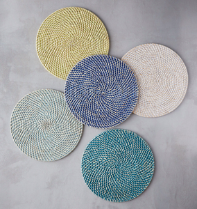 DHT artisanat vietnamien fait main rotin chargeur jacinthe d'eau sous-verres Pad pour la maison mariage élégant fleur Design pour manger - Product Image 6