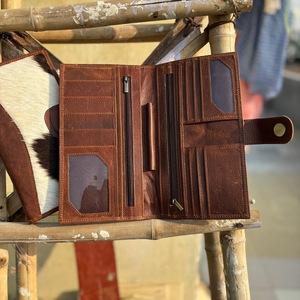 Cowhide Fur Handmade Leather <b>Wallet</b> Id Window <b>Card</b> Slot <b>Wallet</b> Premium Quality Genuine Leather Different Style Long <b>Wallet</b> - Product Image 2