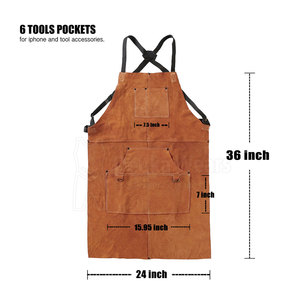 Tabliers de soudure en cuir personnalisés à 6 poches avec sangles extra longues réglables – Vente en gros - Product Image 4