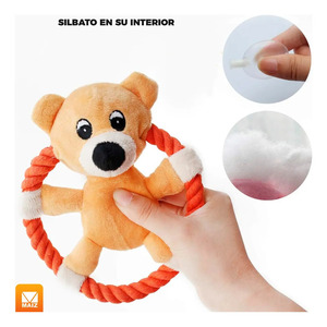 ของเล่นสุนัข ตุ๊กตาหมีขนนุ่ม มีเสียงพร้อมสายคล้อง - คละสี - Product Image 5