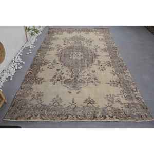 Classique Beige Marron 5.8 X 9.3ft Vintage Tapis Turc Faux Lapin Fourrure Latex Support Patchwork Rectangle Couloir Côté Chevet Nouveau - Product Image 1